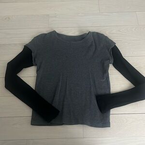 Brandy Melville Layered Waffle Thermal Long Sleeve Top Shirt